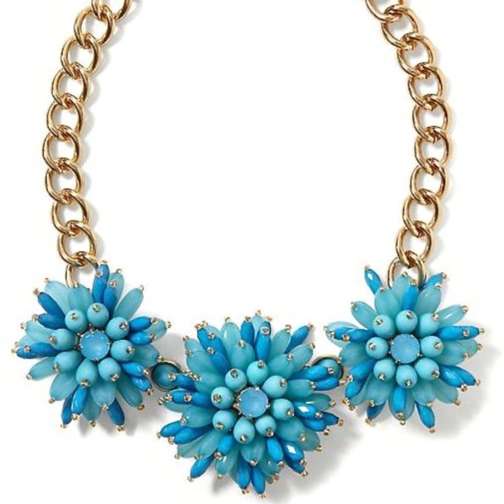 NWOT Banana Republic Blue Dahlia Burst Necklace - Picture 1 of 5